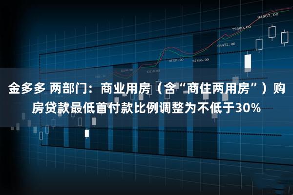 金多多 两部门：商业用房（含“商住两用房”）购房贷款最低首付款比例调整为不低于30%