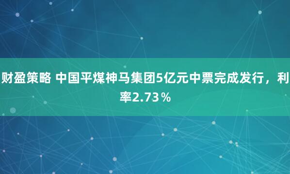 财盈策略 中国平煤神马集团5亿元中票完成发行，利率2.73％